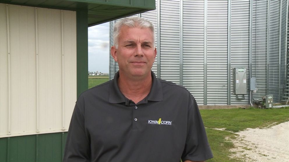 PHOTO: Mark Recker, president of the Iowa Corn Growers Association, says his corn and soybean harvests face plunging prices because of tariffs imposed by China, Mexico and the E.U.