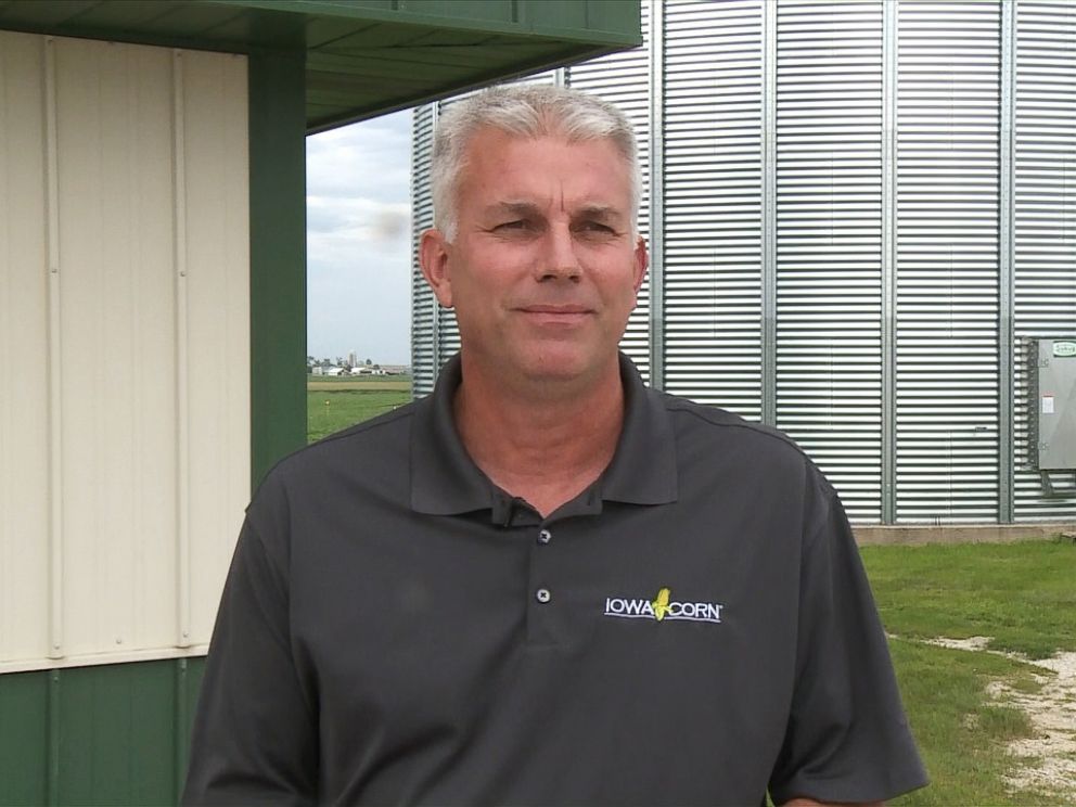 PHOTO: Mark Recker, president of the Iowa Corn Growers Association, says his corn and soybean harvests face plunging prices because of tariffs imposed by China, Mexico and the E.U.