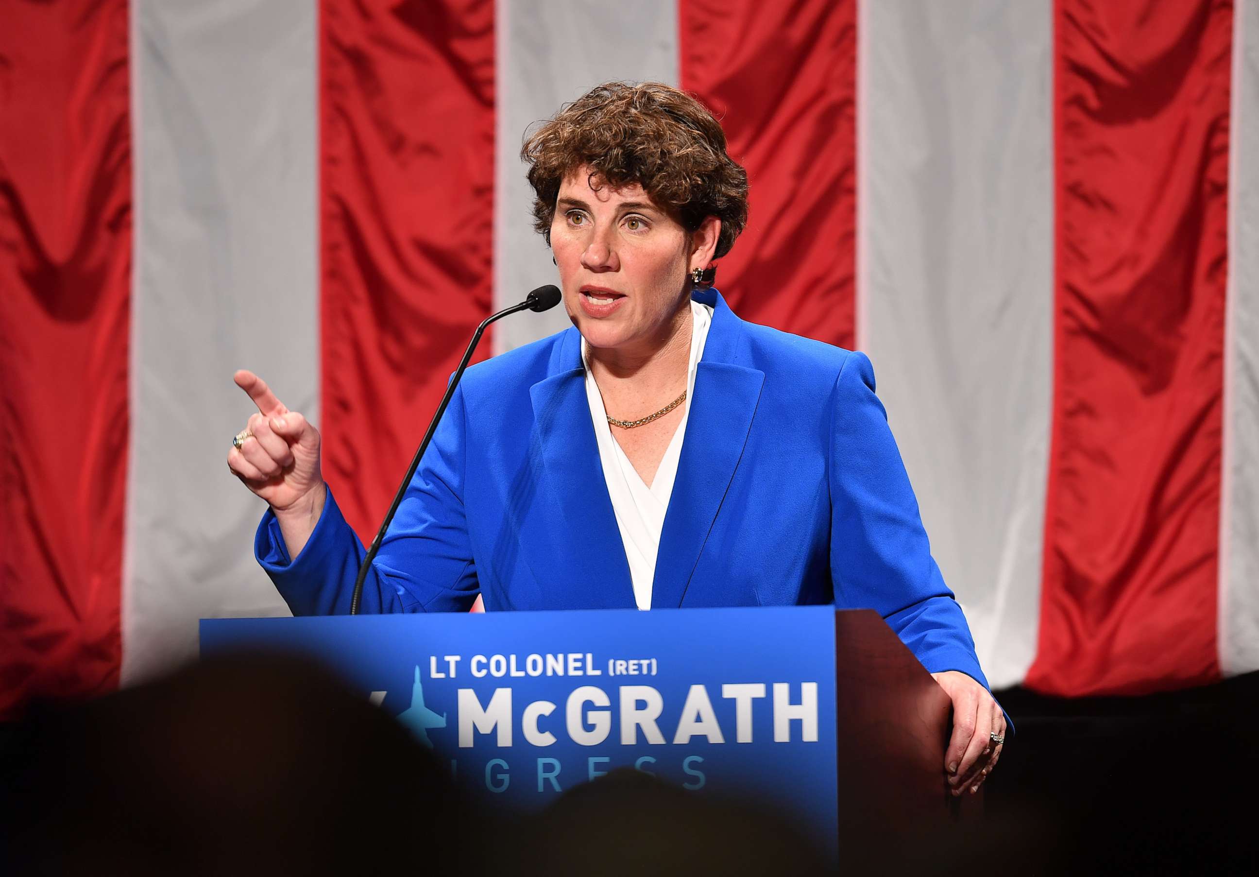 PHOTO: Amy McGrath address supporters after her loss during her Election Night Event at the EKU Center for the Arts on Nov. 6, 2018, in Richmond, Ky.