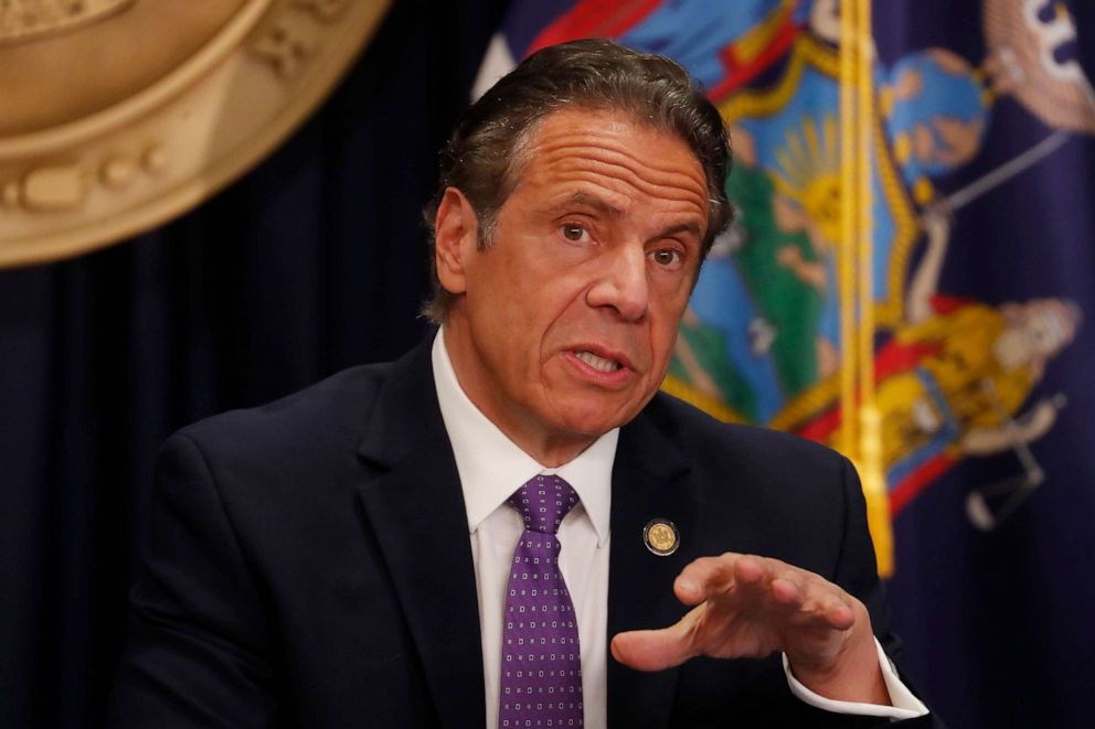 PHOTO: Gov. Andrew Cuomo speaks during a news conference in New York on April 19, 2021.