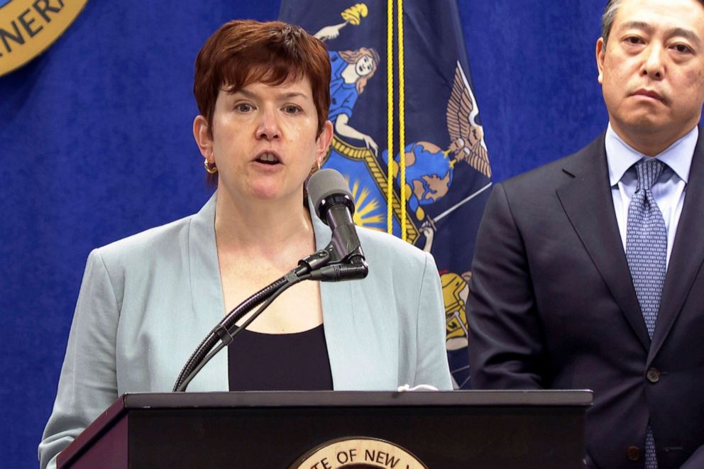 PHOTO: Lead investigators attorneys Anne L. Clark and Joon Kim speaks at a press conference regarding findings that Gov. Andrew Cuomo sexually harassed multiple women in New York, Aug. 3, 2021.