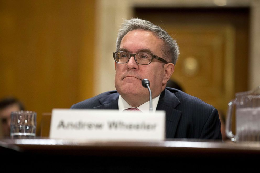 PHOTO: Andrew Wheeler listens during his confirmation hearing to be Deputy Administrator of the Environmental Protection Agency before the Senate Committee on the Environment and Public Works in Washington, Nov. 8, 2017. 