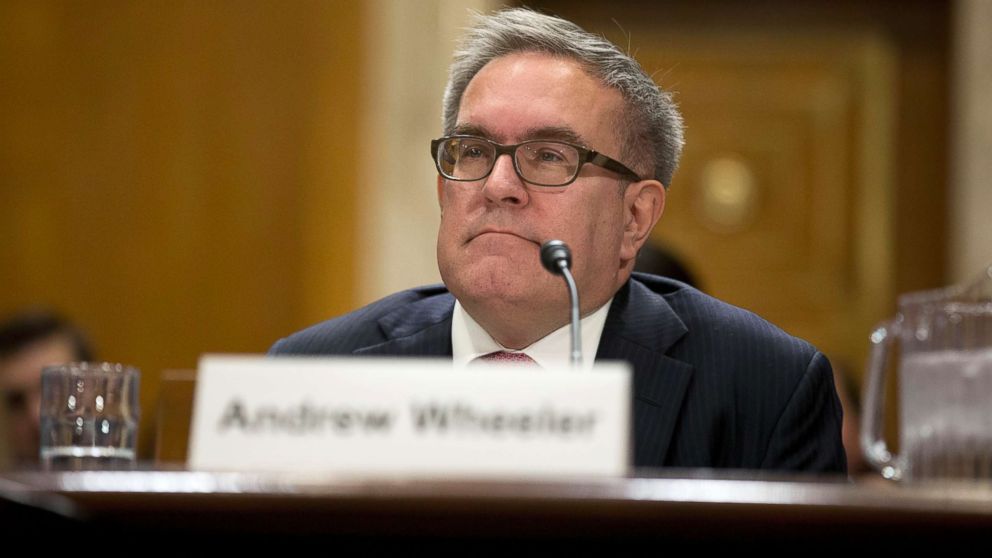 PHOTO: Andrew Wheeler listens during his confirmation hearing to be Deputy Administrator of the Environmental Protection Agency before the Senate Committee on the Environment and Public Works in Washington, Nov. 8, 2017. 