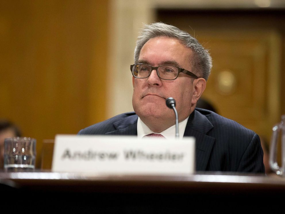 PHOTO: Andrew Wheeler listens during his confirmation hearing to be Deputy Administrator of the Environmental Protection Agency before the Senate Committee on the Environment and Public Works in Washington, Nov. 8, 2017.