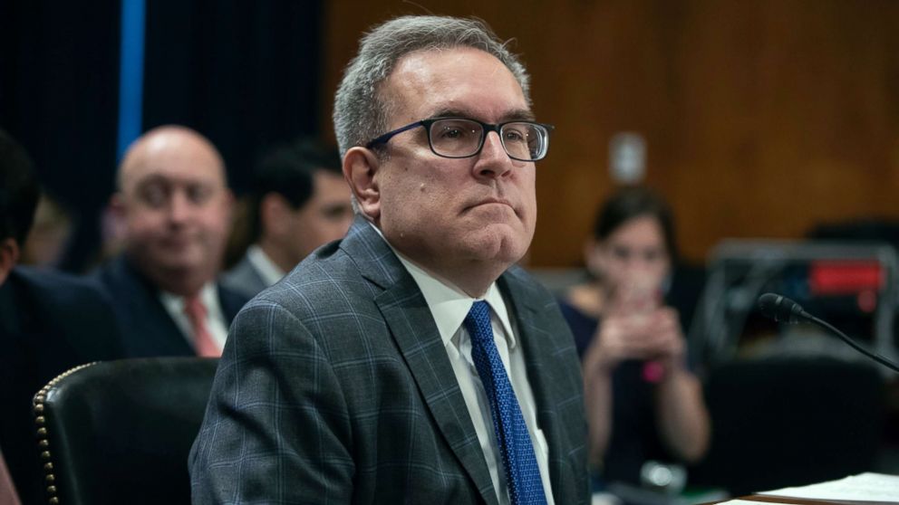  Andrew Wheeler, acting administrator of the Environmental Protection Agency, appears before the Senate Environment and Public Works Committee on Capitol Hill in Washington, Aug. 1, 2018. 
							