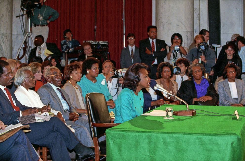 PHOTO: Professor Anita F. Hill testifies before the United States Senate Judiciary Committee on the confirmation of Judge Clarence Thomas to be Associate Justice of the US Supreme Court in Washington, DC, Oct. 11, 1991.