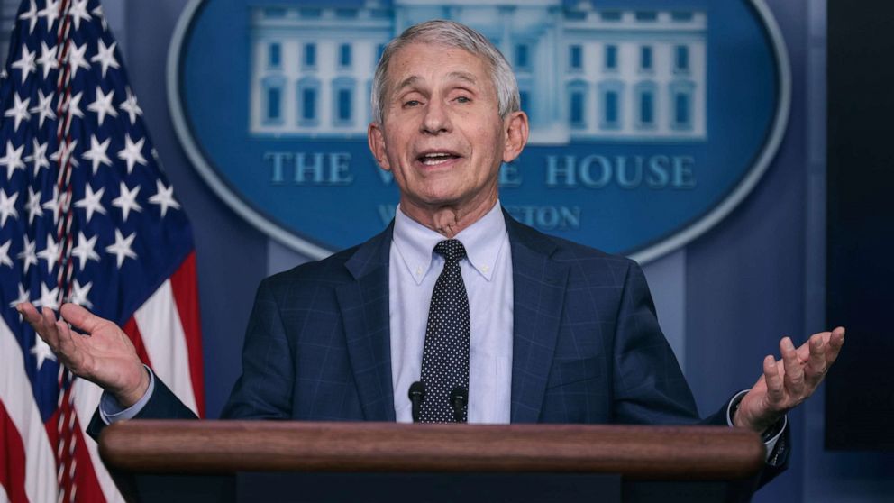 PHOTO: Dr. Anthony Fauci, Chief Medical Advisor to the President, speaks during a news conference in the James S. Brady Press Briefing Room at the White House in Washington, DC on Dec. 01, 2021.