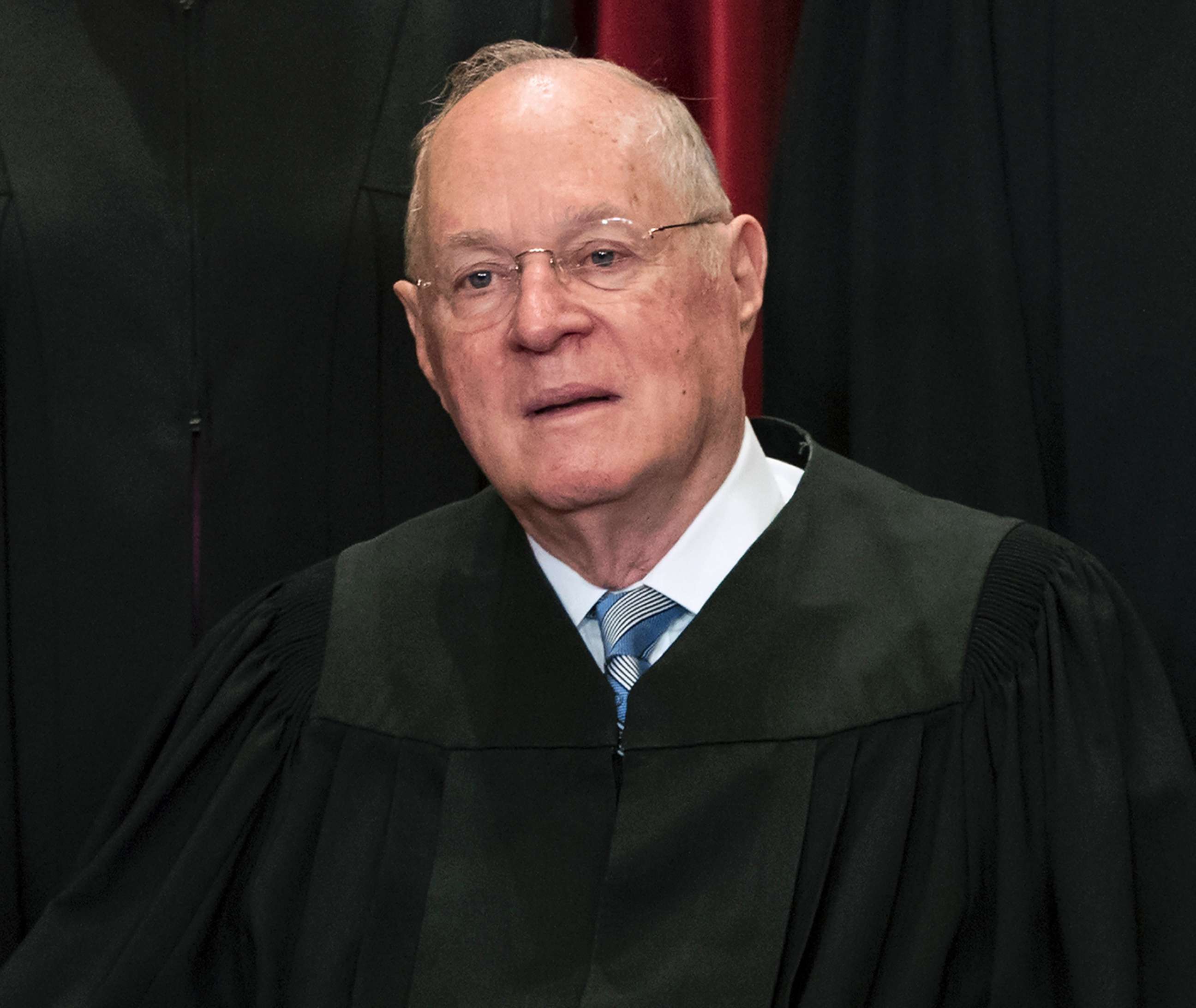 PHOTO: Supreme Court Associate Justice Anthony M. Kennedy participates in group portrait at the Supreme Court Building in Washington, D.C., June 1, 2017.