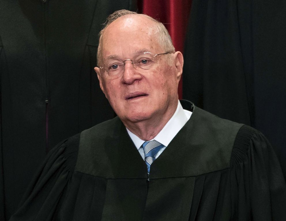 PHOTO: Supreme Court Associate Justice Anthony M. Kennedy participates in group portrait at the Supreme Court Building in Washington, D.C., June 1, 2017.