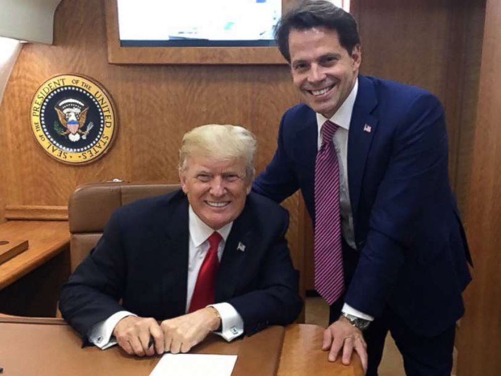 PHOTO: President Donald Trump and Anthony Scaramucci pose for a photo inside Air Force One in a photo posted to Scaramucci's Twitter account on July 24, 2017.