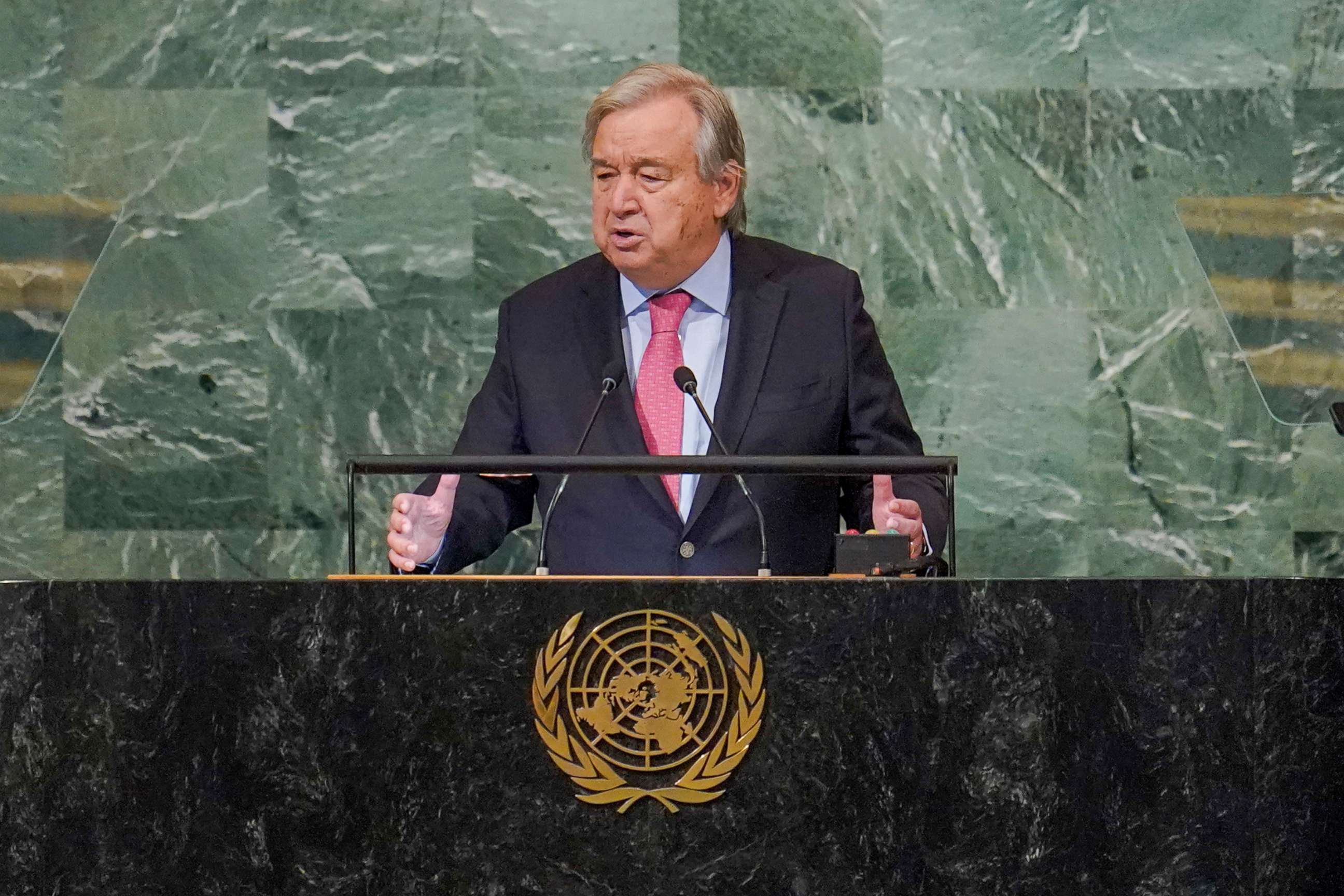 PHOTO: United Nations Secretary-General Antonio Guterres addresses the 77th session of the General Assembly at U.N. headquarters Sept. 20, 2022, in New York City.