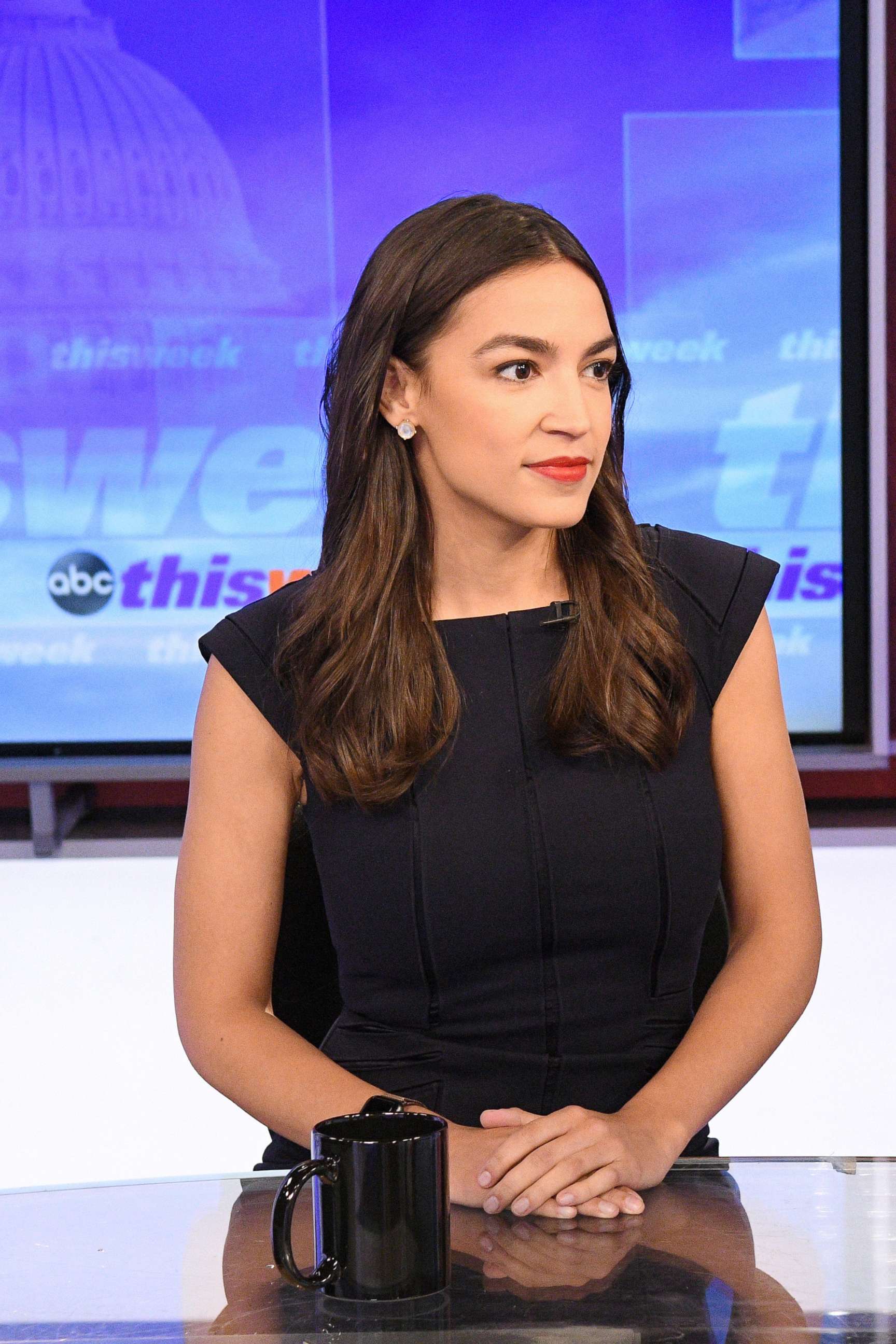 PHOTO: Chief White House Correspondent Jonathan Karl speaks exclusively with Rep. Alexandria Ocasio-Cortez, D-N.Y., in her first Sunday morning interview since taking office on "This Week with George Stephanopoulos," June 16, 2019 on ABC.
