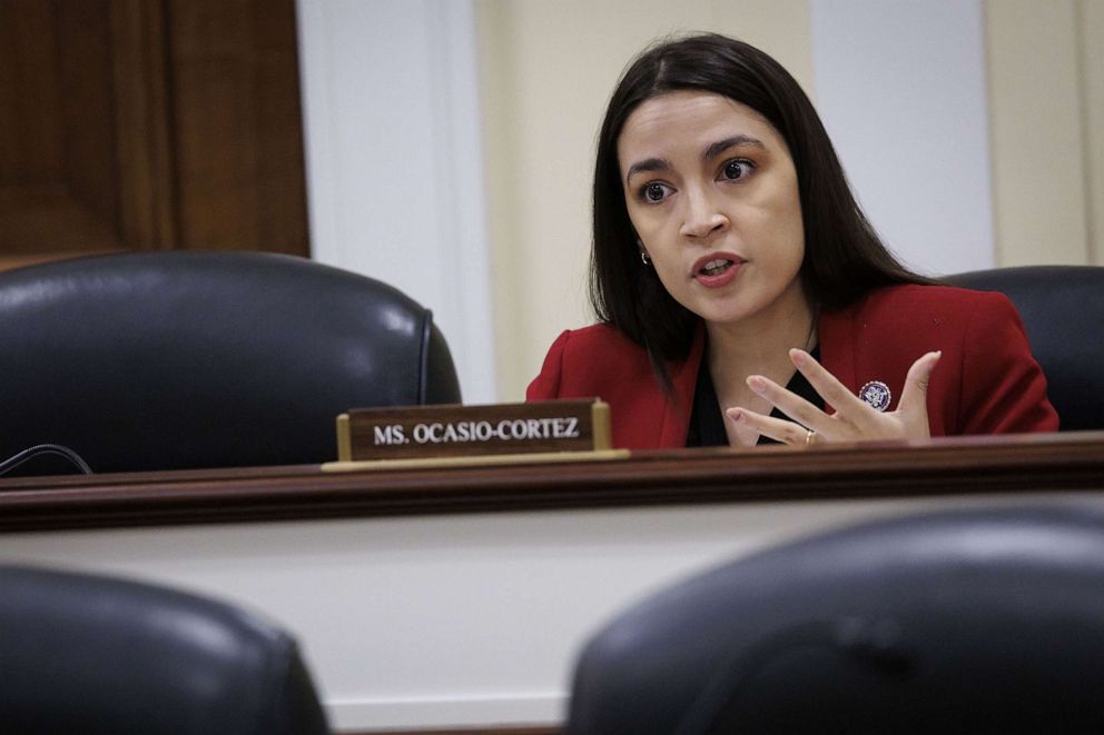 PHOTO: Rep. Alexandria Ocasio-Cortez speaks during a House Oversight and Accountability Subcommittee hearing in Washington, D.C., March 28, 2023.