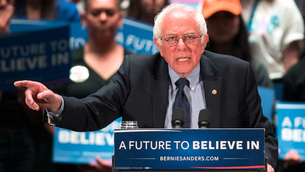 Democratic presidential candidate, Sen. Bernie Sanders speaks at a campaign stop, April 21, 2016, in Scranton, Pa.