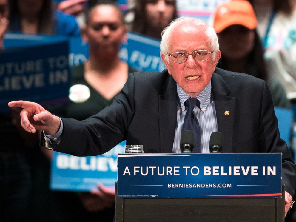 PHOTO: Democratic presidential candidate, Sen. Bernie Sanders speaks at a campaign stop, April 21, 2016, in Scranton, Pa.
