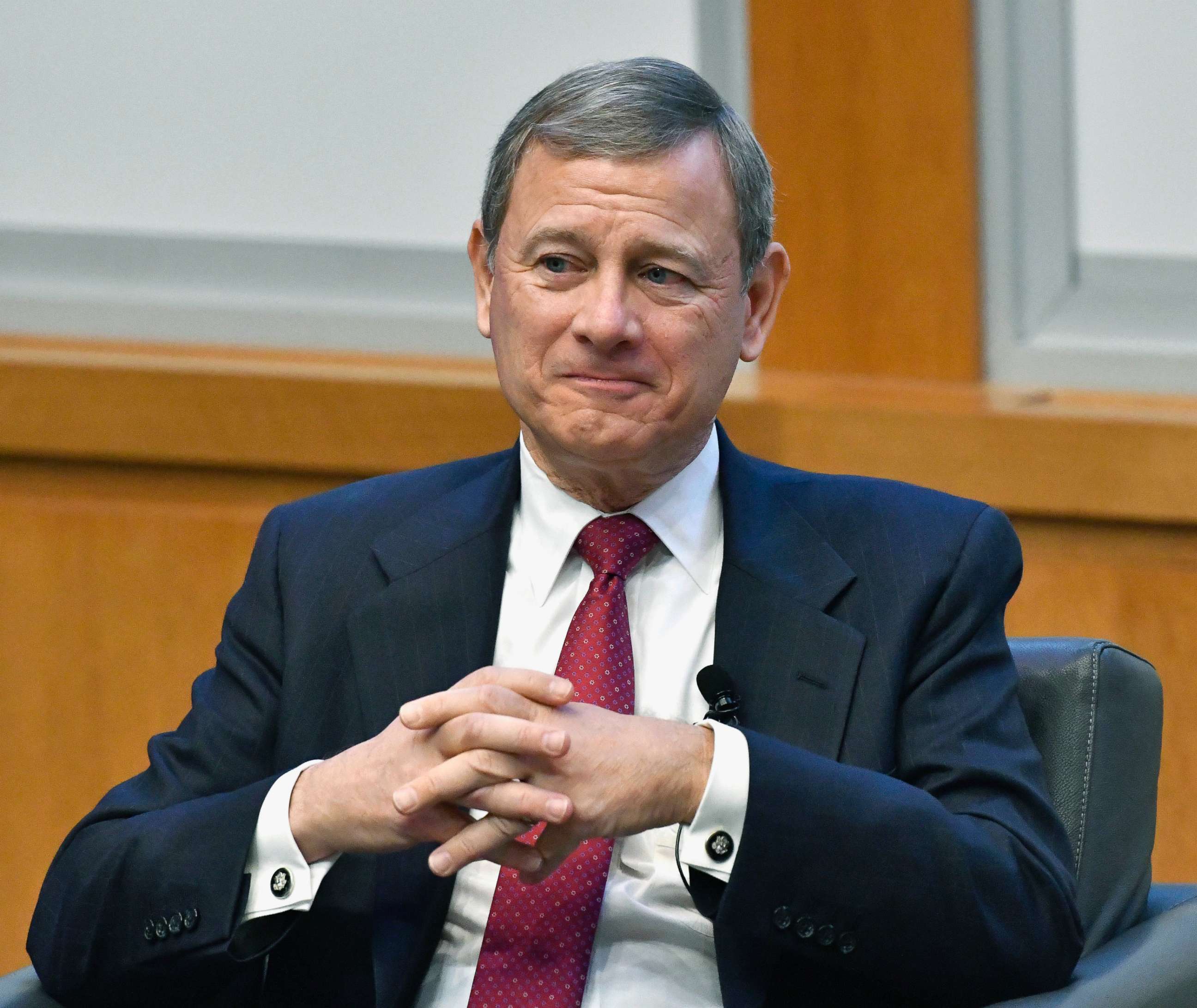 PHOTO: Supreme Court Chief Justice John Roberts prepares to speak at the The John G. Heyburn II Initiative and University of Kentucky College of Law's judicial conference and speaker series in Lexington, Kentucky, Feb. 1, 2017.