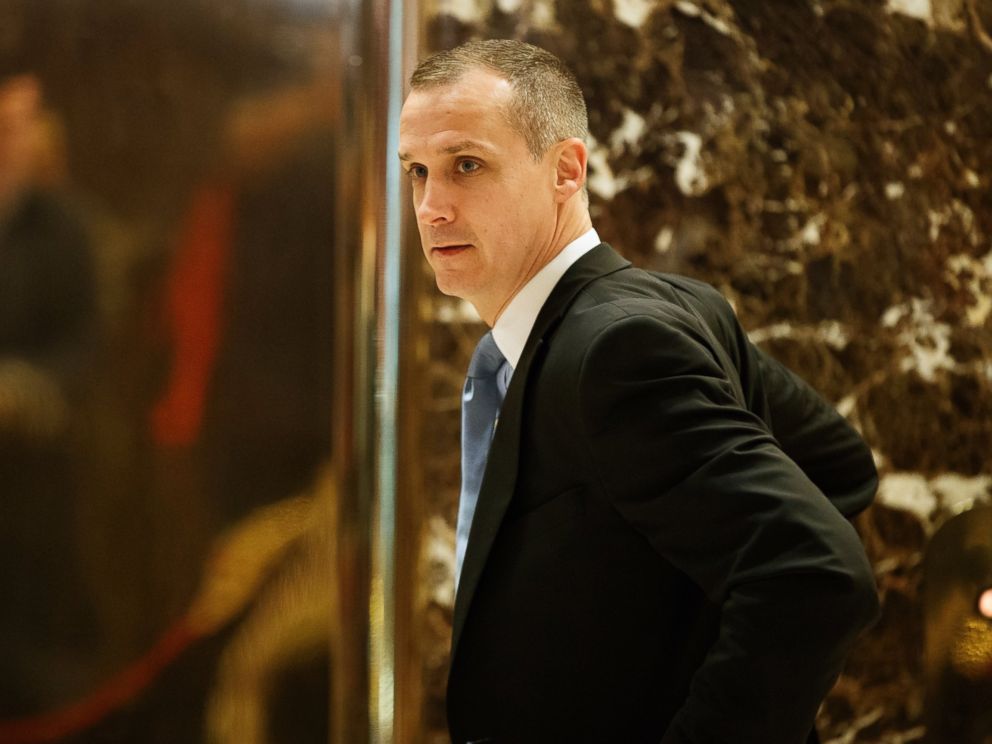 PHOTO: Corey Lewandowski, former campaign manager for President-elect Donald Trump, talks with reporters as he arrives at Trump Tower in New York City, Nov. 29, 2016.
