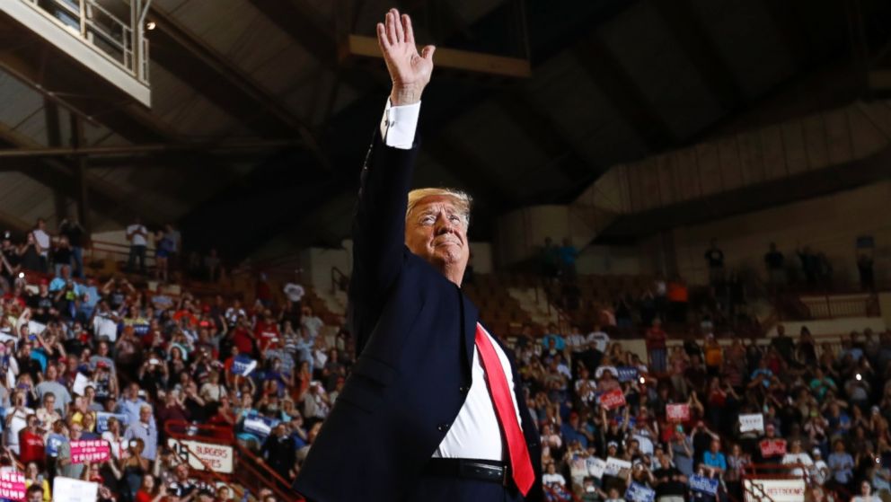 President Donald Trump arrives to speak at the Pennsylvania Farm Show Complex and Expo Center in Harrisburg, Pennsylvania, April 29, 2017.