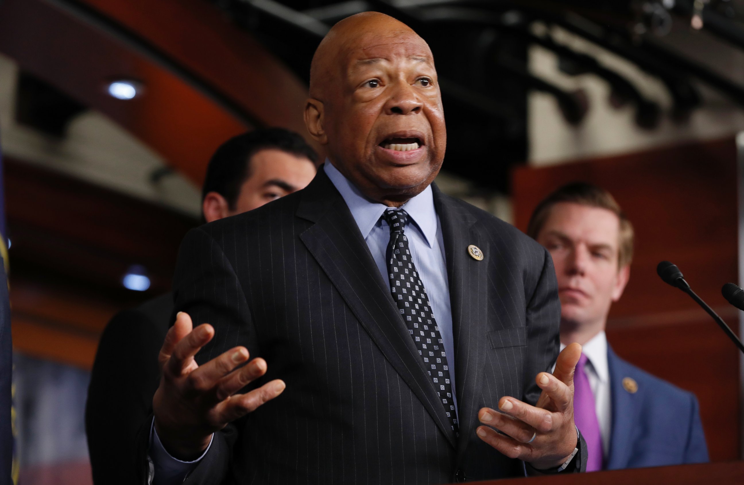 PHOTO: Rep. Elijah Cummings, ranking member on the House Oversight and Government Reform Committee, speaks during a news conference on Capitol Hill in Washington, May 17, 2017.