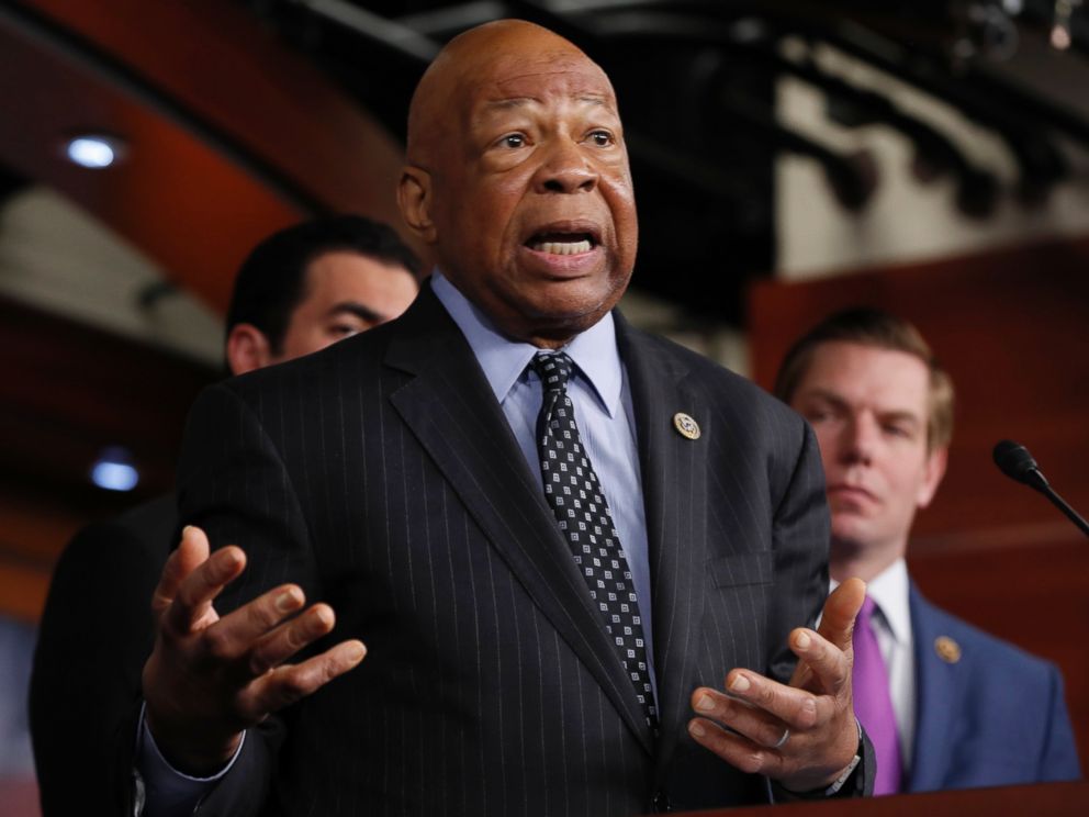 PHOTO: Rep. Elijah Cummings, ranking member on the House Oversight and Government Reform Committee, speaks during a news conference on Capitol Hill in Washington, May 17, 2017.