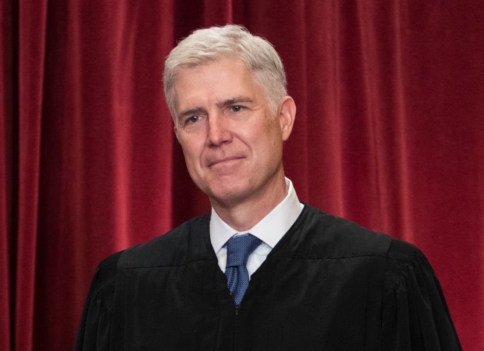 PHOTO: In this file photo, Supreme Court Associate Justice Neil Gorsuch, June 1, 2017, is seen during an official group portrait at the Supreme Court Building in Washington, D.C.