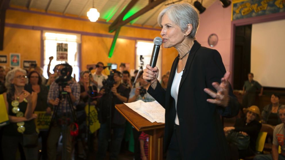 Green party presidential candidate Jill Stein delivers a stump speech to her supporters during a campaign stop at Humanist Hall in Oakland, Calif., Oct. 6, 2016.