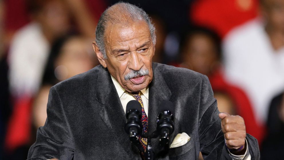In this Nov. 1, 2014, file photo, Rep. John Conyers, D-Mich., speaks at Wayne State University in Detroit.