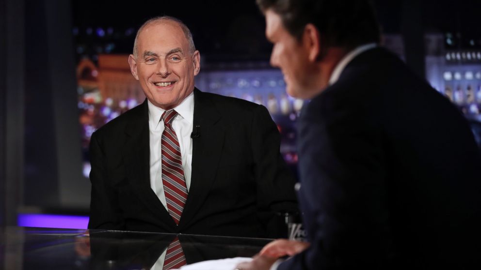 White House chief of staff John Kelly appears on Special Report with Bret Baier on Fox News in Washington, Wednesday, Jan. 17, 2018. Kelly says Trump has evolved on many issues since the campaign. Kelly says in an interview with Baier that "there's been an evolutionary process that this president's gone through" on issues ranging from Afghanistan to his promised Southern border wall.