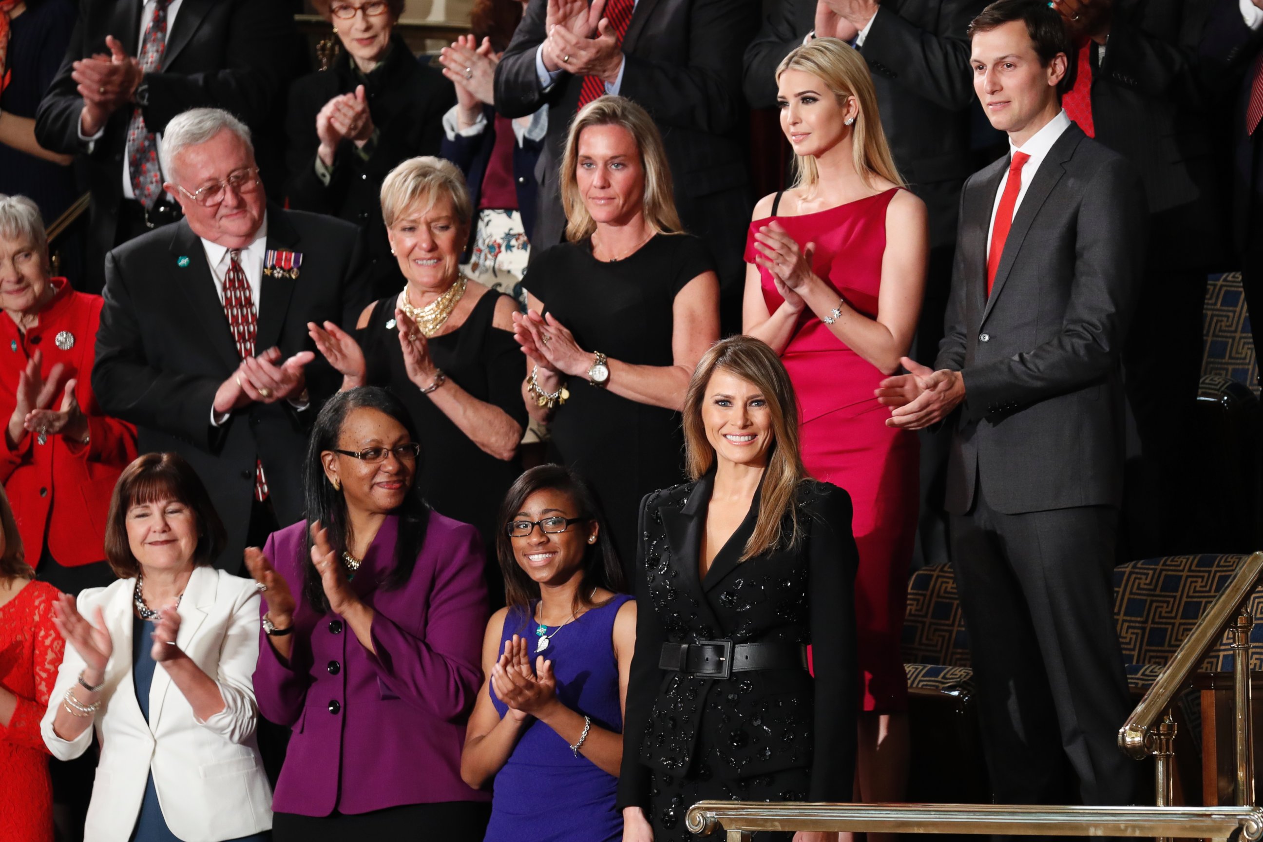 PHOTO: First lady Melania Trump is applauded as she arrives on Capitol Hill in Washington, Feb. 28, 2017, for President Donald Trump's speech to a joint session of Congress.