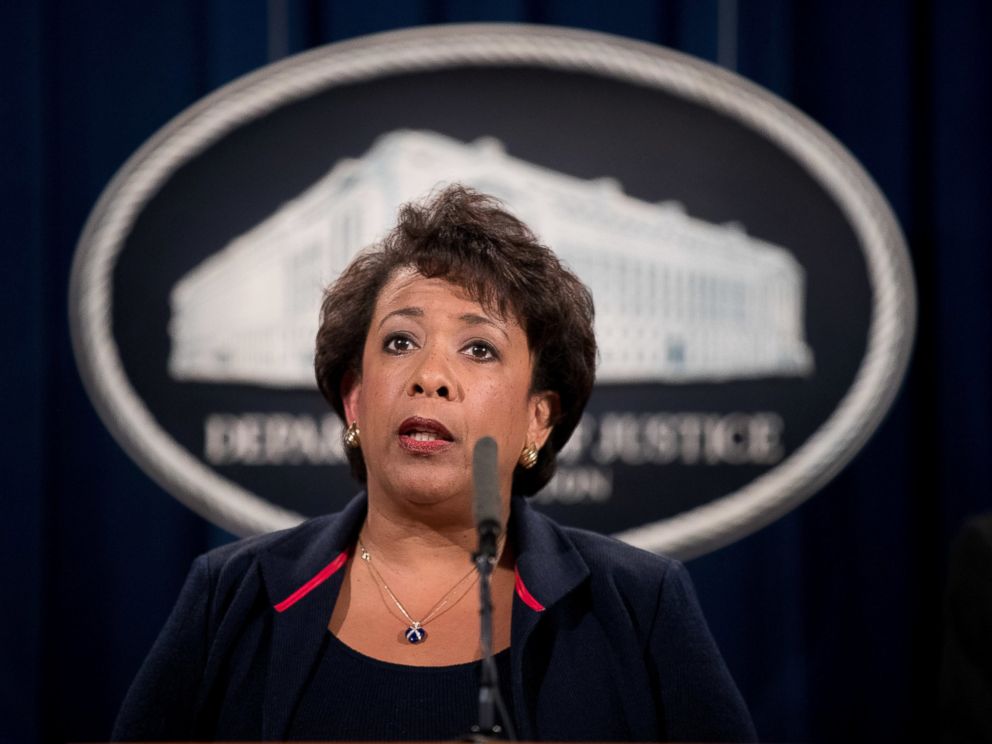 PHOTO: Attorney General Loretta Lynch speaks at a news conference at the Justice Department in Washington D.C., Sept. 22, 2016.