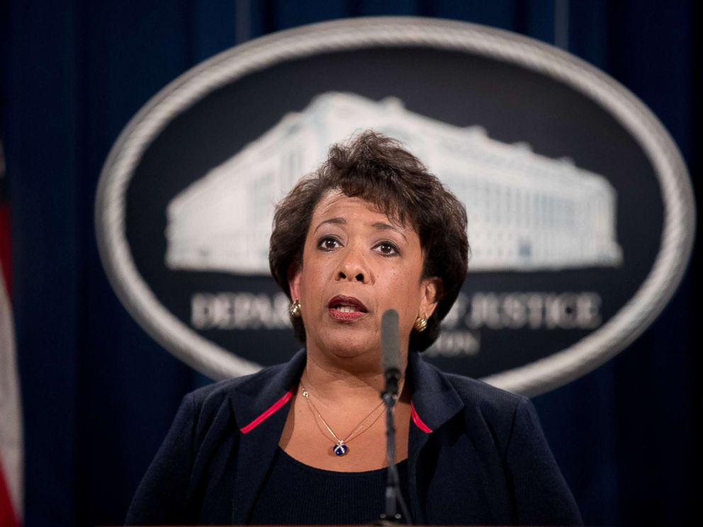 PHOTO: Attorney General Loretta Lynch speaks at a news conference at the Justice Department in Washington D.C., Sept. 22, 2016.