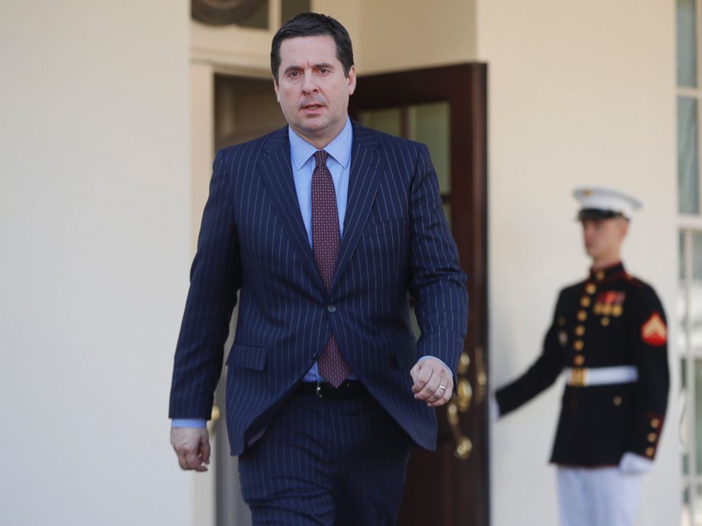 PHOTO: House Intelligence Committee Chairman Rep. Devin Nunes, R-Calif, walks to speak with reporters outside of the White House, March 22, 2017, after a meeting with President Donald Trump. 