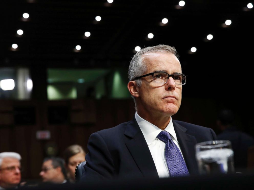 PHOTO: Acting FBI Director Andrew McCabe listens on Capitol Hill, May 11, 2017, during the Senate Intelligence Committee hearing on major threats facing the U.S.