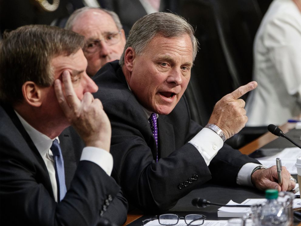 PHOTO: Senate Intelligence Committee Chairman Richard Burr orders Sen. Kamala Harris to suspend her inquiry of top national security chiefs testifying on the gathering intelligence on foreign agents, on Capitol Hill in Washington, June 7, 2017. 