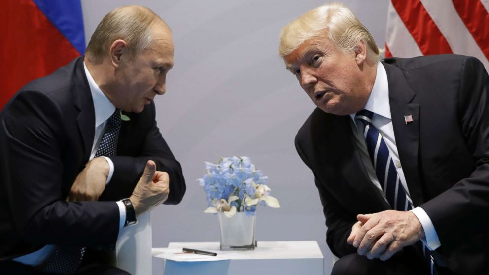 President Donald Trump meets with Russian President Vladimir Putin at the G20 Summit, July 7, 2017, in Hamburg, Germany.