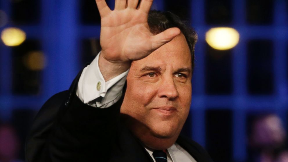 Republican New Jersey Gov. Chris Christie  waves as he celebrates his election victory in Asbury Park, N.J., Tuesday, Nov. 5, 2013, after defeating Democratic challenger Barbara Buono.