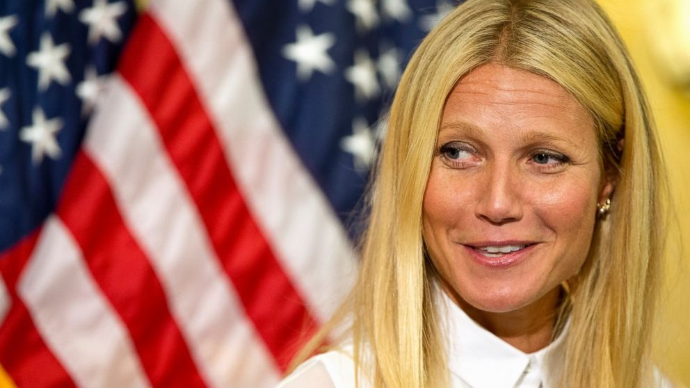 Gwyneth Paltrow speaks during a news conference on Capitol Hill in Washington, Wednesday, Aug. 5, 2015, to speak out against the The Denying Americans the Right-to-Know, DARK Act on GMO labeling. 