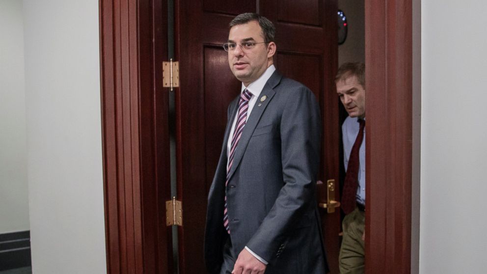 PHOTO: This March 28, 2017, file photo shows Rep. Justin Amash, R-Mich., followed by Rep. Jim Jordan, R-Ohio, leaving a closed-door strategy session with Speaker of the House Paul Ryan, R-Wis.
