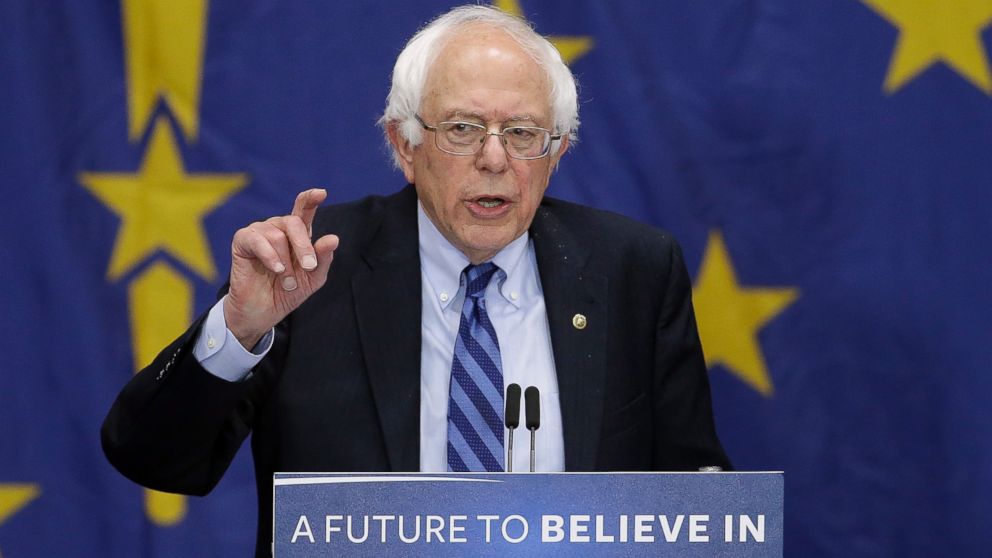 Democratic presidential candidate Sen. Bernie Sanders speaks during a campaign rally on May 2, 2016, in Fort Wayne, Ind.