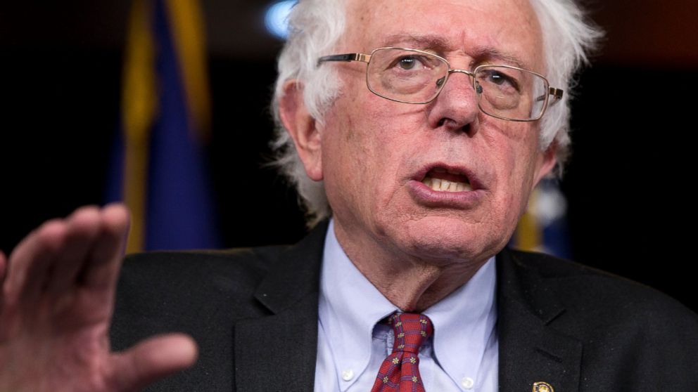 Sen. Bernie Sanders speaks during a news conference on Capitol Hill in Washington, April 29, 2015.