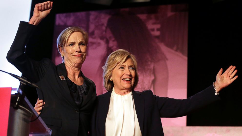 Democratic presidential candidate Hillary Clinton stands with Cecile Richards, Planned Parenthood's president, during an event on Jan. 10, 2016, in Hooksett, N.H., held by the group to publicly endorse Clinton.