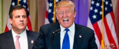 PHOTO: Donald Trump, accompanied by New Jersey Gov. Chris Christie, speaks during a news conference on Super Tuesday primary election night in the White and Gold Ballroom at The Mar-A-Lago Club in Palm Beach, Fla., on March 1, 2016.