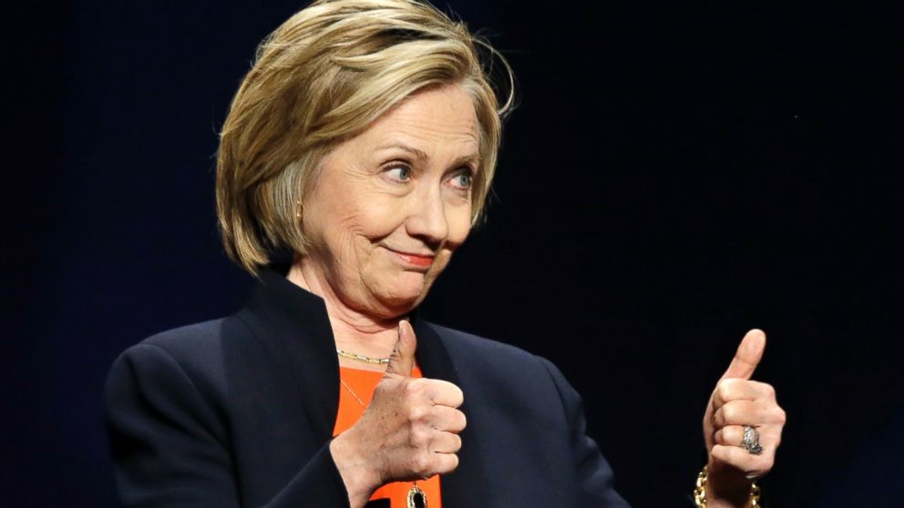 PHOTO: Former Secretary of State Hillary Rodham Clinton gives thumbs up as she addresses around 3,000 summer camp and out of school time professionals at the American Camp Association and Tri State CAMP conference, March 19, 2015, in Atlantic City, N.J. 