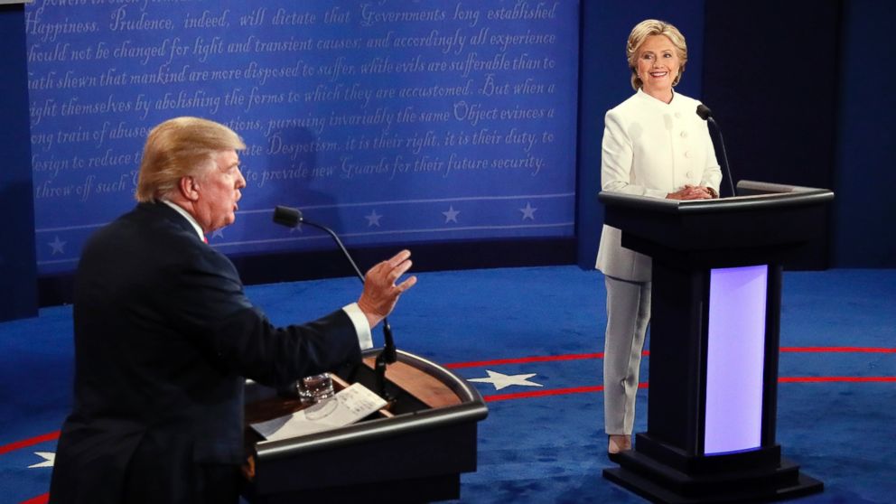 PHOTO: Donald Trump debates Hillary Clinton during the third presidential debate at UNLV in Las Vegas, Oct. 19, 2016.