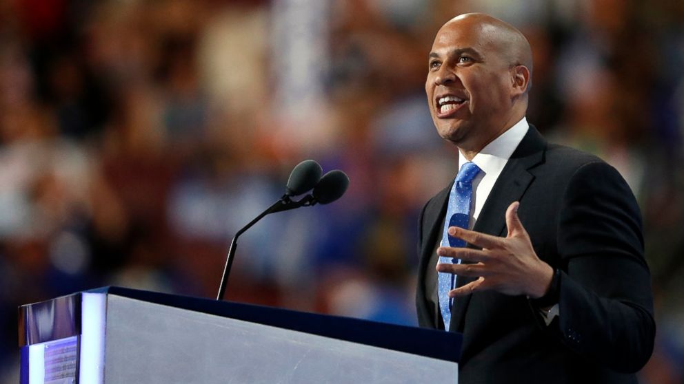 PHOTO: Sen. Cory Booker speaks during the first day of the Democratic National Convention in Philadelphia, July 25, 2016.