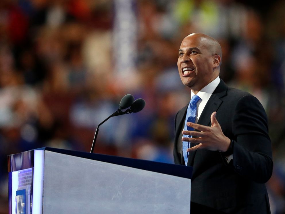 PHOTO: Sen. Cory Booker speaks during the first day of the Democratic National Convention in Philadelphia, July 25, 2016.