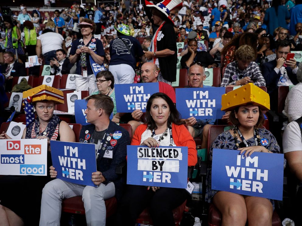PHOTO: Wisconsin delegates take their seats before the start of the second day session of the Democratic National Convention in Philadelphia, July 26, 2016.
