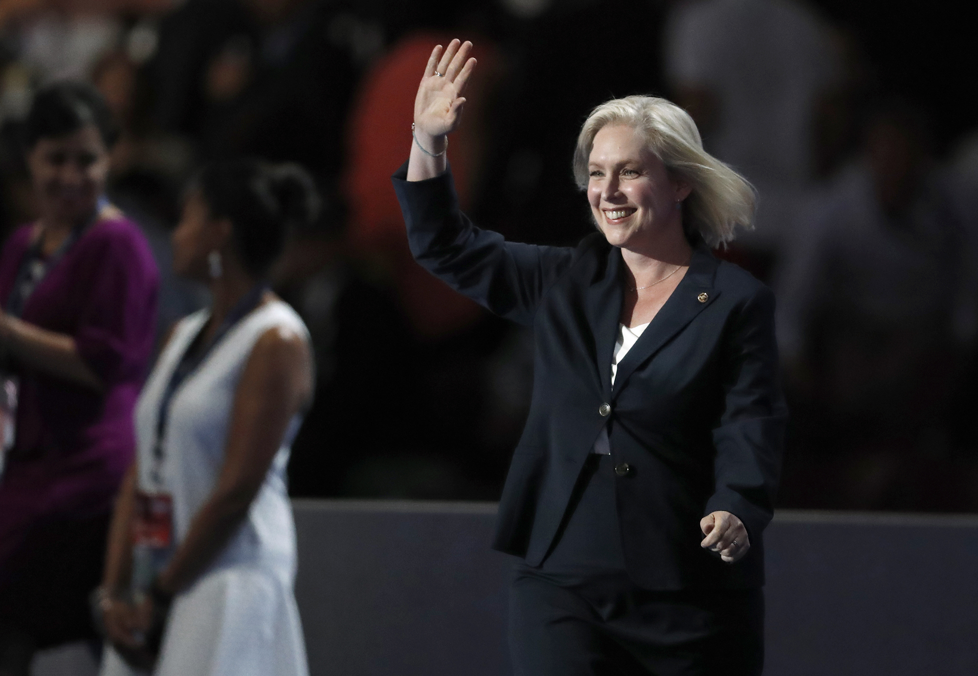 PHOTO: Sen. Kirsten Gillibrand takes the stage on the first day of the Democratic National Convention in Philadelphia, July 25, 2016. 