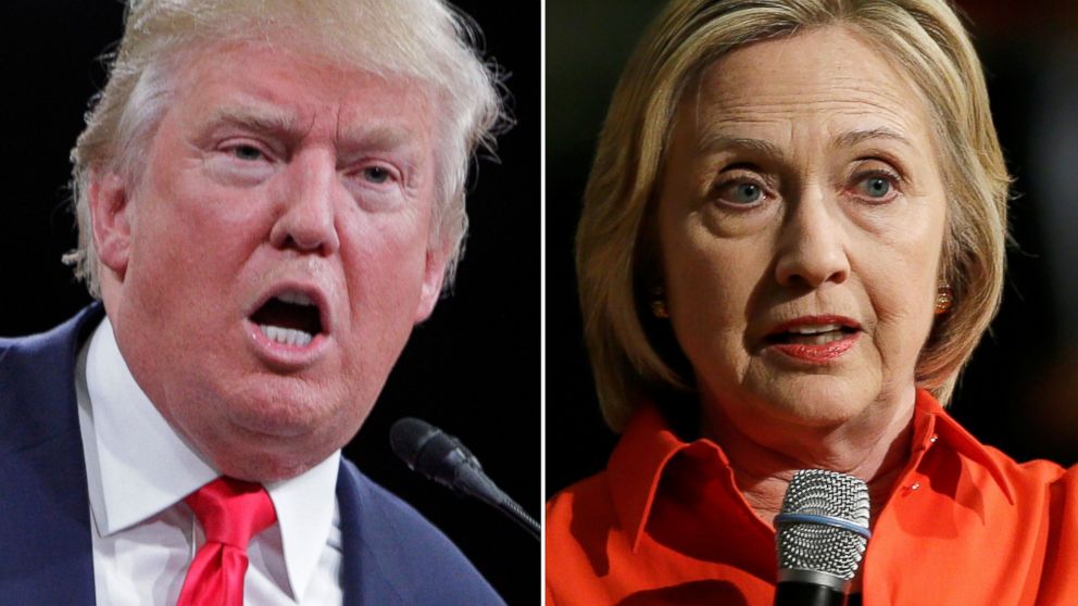 Donald Trump speaks in Knoxville, Tenn. on Nov. 16, 2015 and Hillary Clinton speaks in Grinnell, Iowa on Nov. 3, 2015.