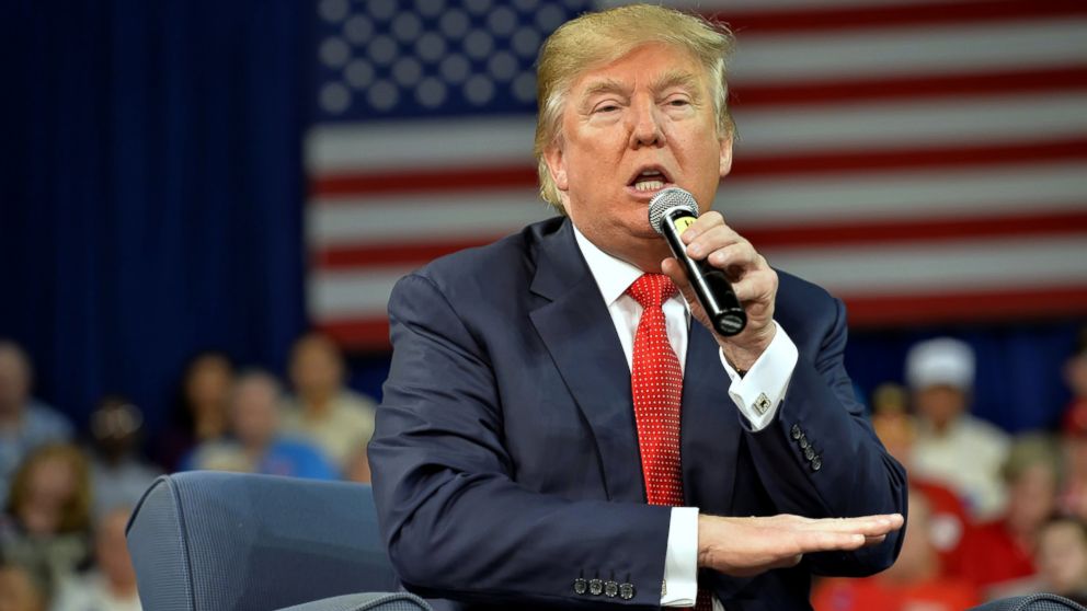 Republican presidential candidate Donald Trump speaks at a town hall meeting in the Convocation Center on the University of South Carolina Aiken campus,  Dec. 12, 2015, in Aiken, S.C.
